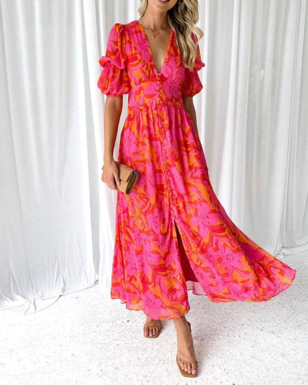 Derana™ - Červenorůžové Maxikleid