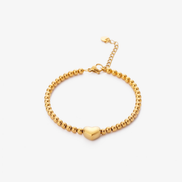 Náramek s korálky ve tvaru srdce