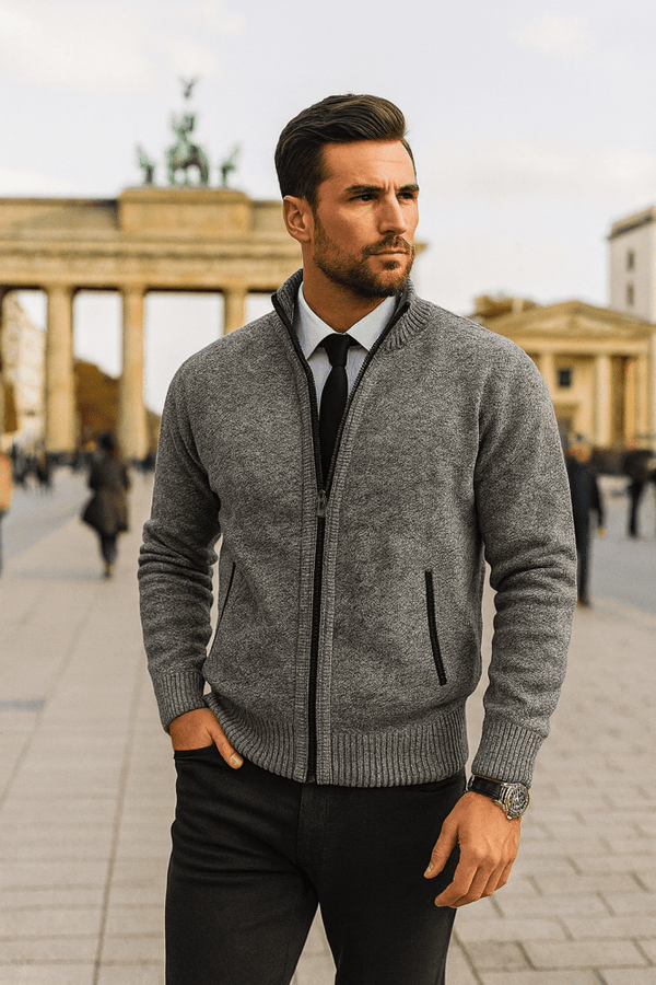 Leon | Pletený svetr s zipem a tvarovaným střihem