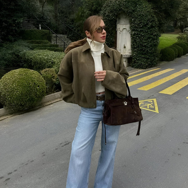Maria - Suede bomber jacket