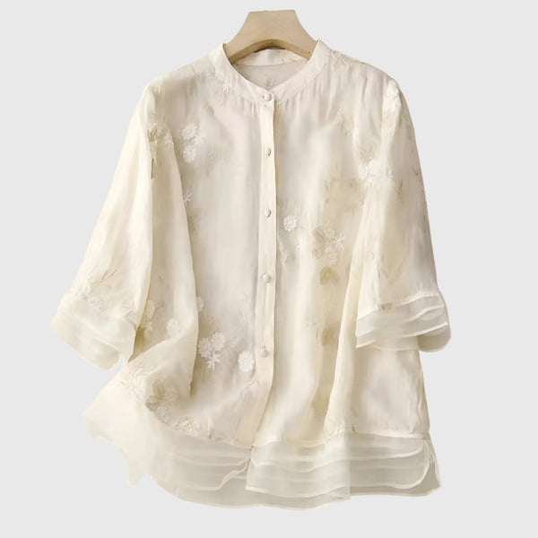 Nellie™ | Elegantní top s vyšívanými květinami
