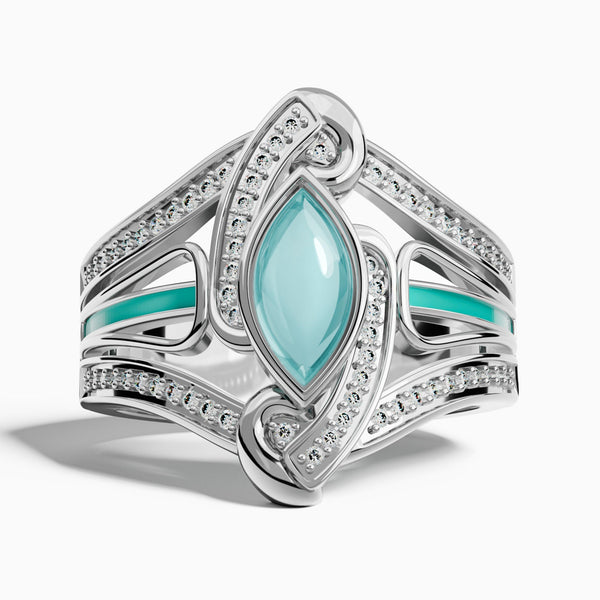 Cyclone Boomerang Ring - Aquamarine
