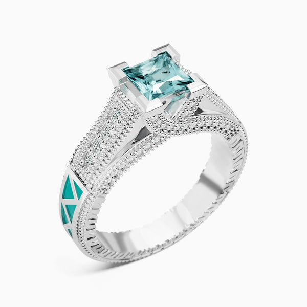 Eiffel Elegance Ring - Aquamarine