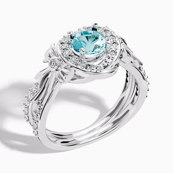 Graceful Bow Entwined Ring - Aquamarine