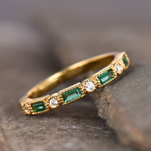 Alex - Green Inserted Zircon Gold Ring