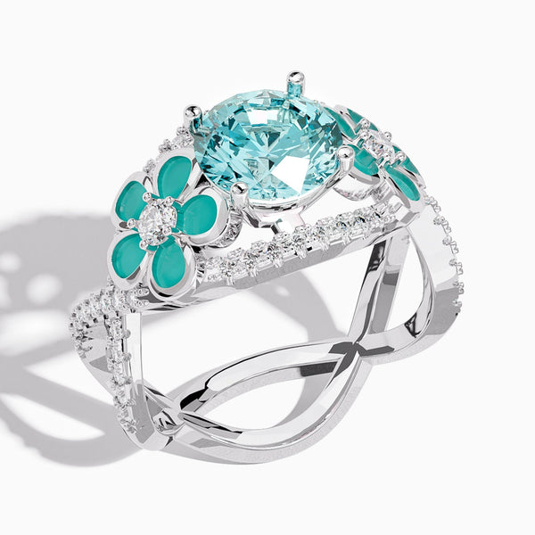 Intertwined Blooming Bud Ring - Aquamarine
