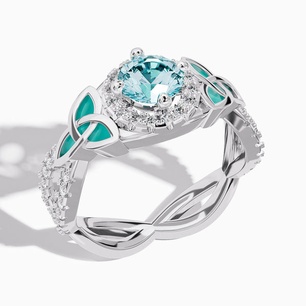 Interwoven Lucky Leaf Ring - Aquamarine