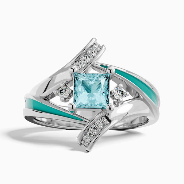 Milky Way Kiss Ring - Aquamarine