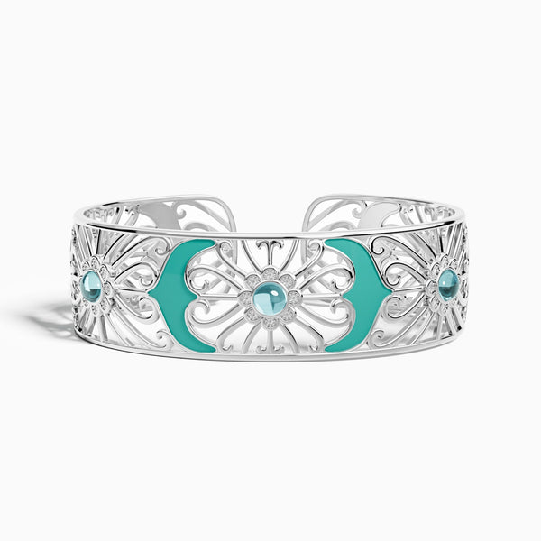 Prairie Flower Cuff Bracelet - Aquamarine