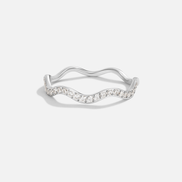 Zenya Crystal & Silver Wavy Ring